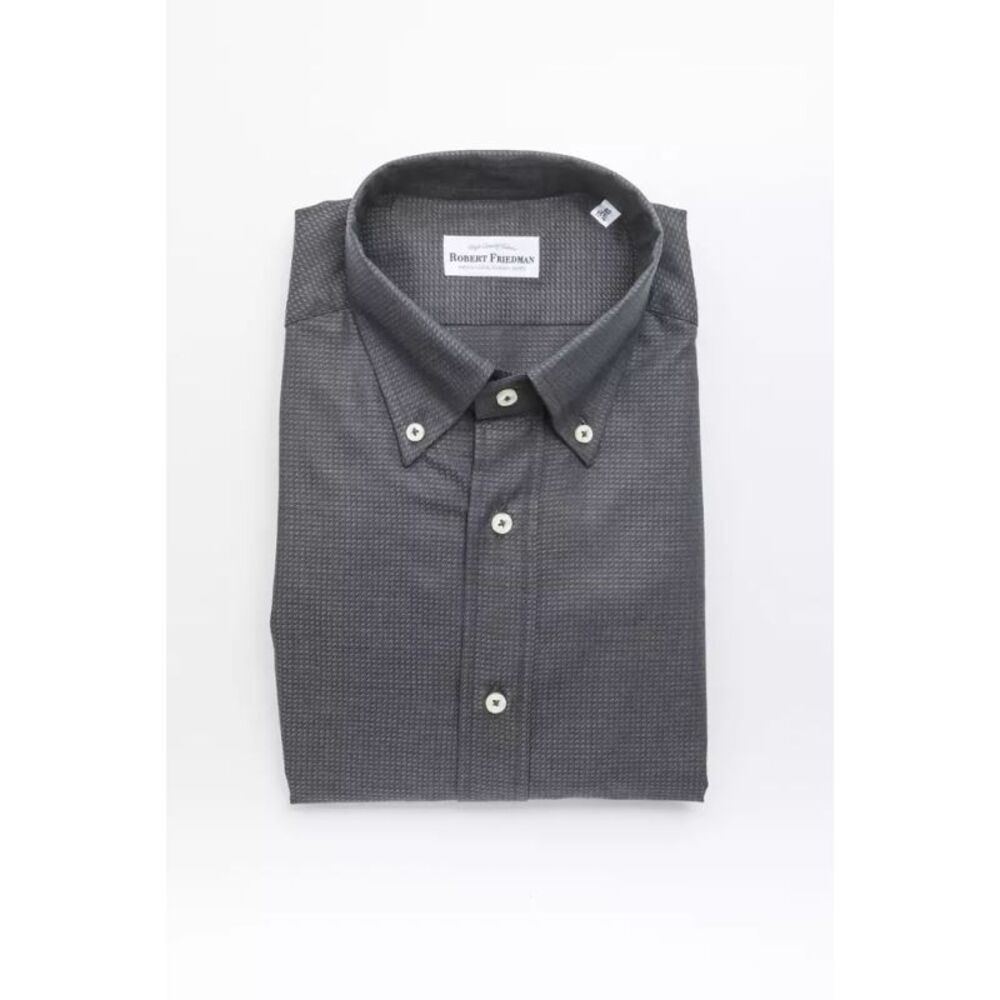 Robert Friedman Green Cotton Men Men's Shirt